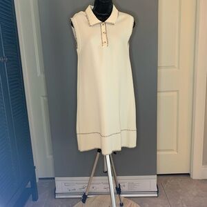 Entro Cream Mini Dress with Taupe Accents